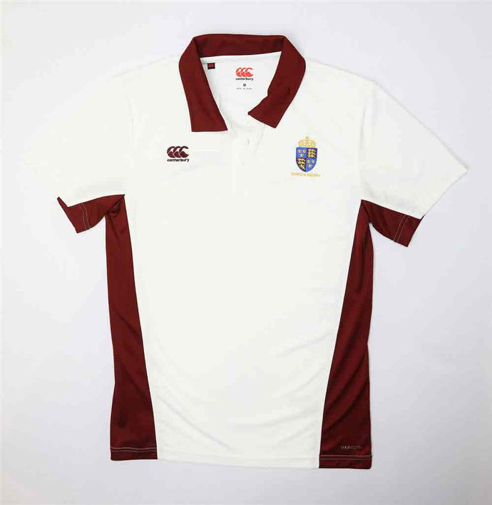 PE Polo Shirt Shrewsbury White/Red Collar Y7-Y13